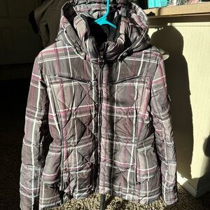 Plaid Puffer Jacket with Hood